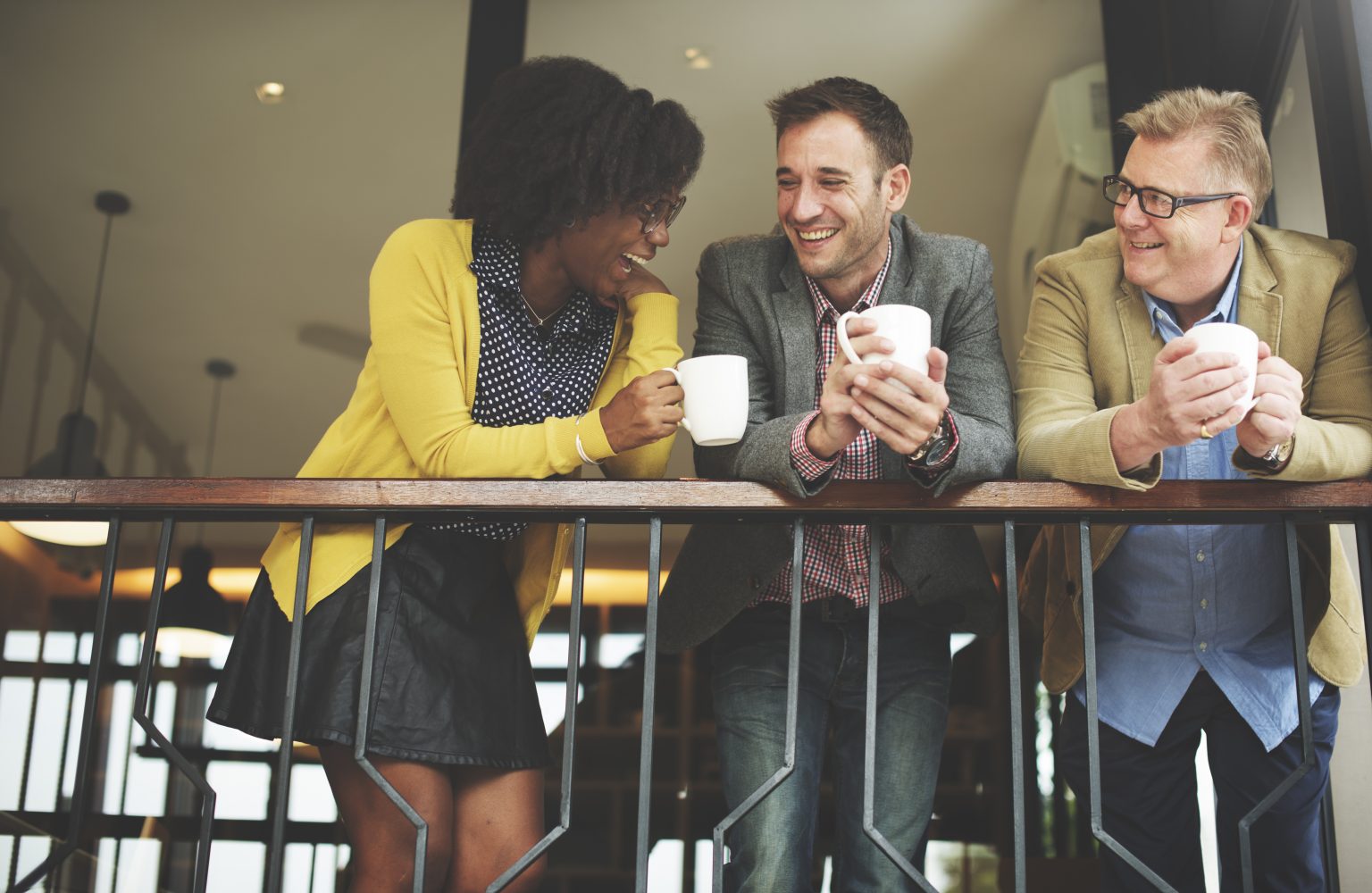 Group Business People Chatting Balcony Concept